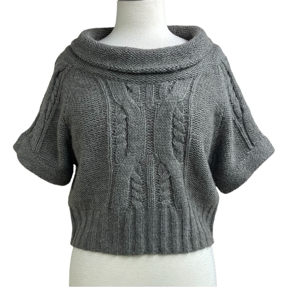 Hinge short sleeve wool/alpaca blend crop sweater medium